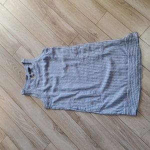 For Cynthia Blue Stripe Linen Button Dress